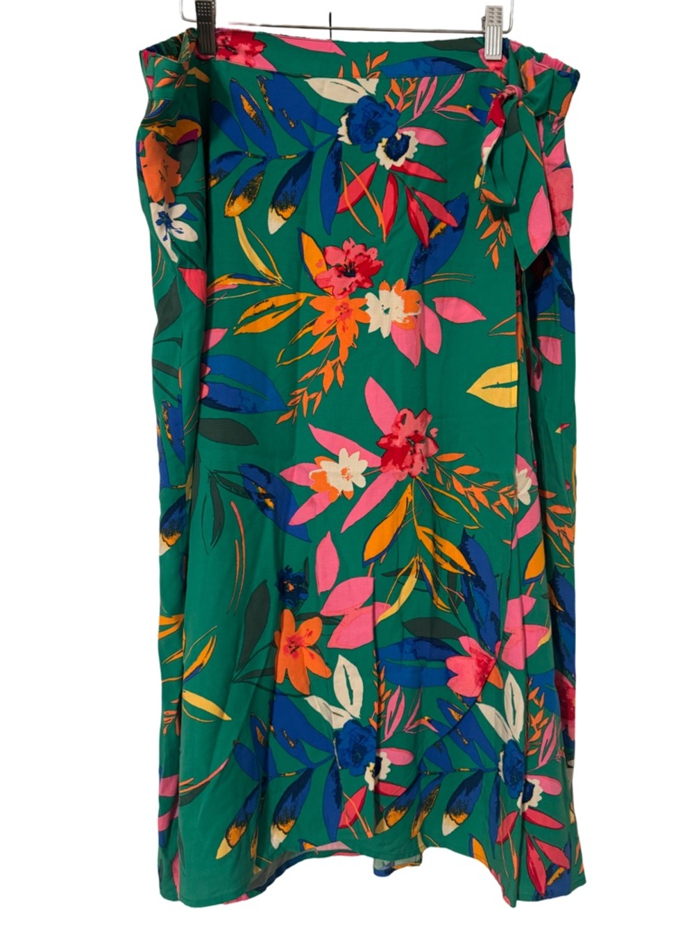 J. Crew Green Floral Faux Wrap Tie-Waist Midi Skirt - Picture 5 of 9